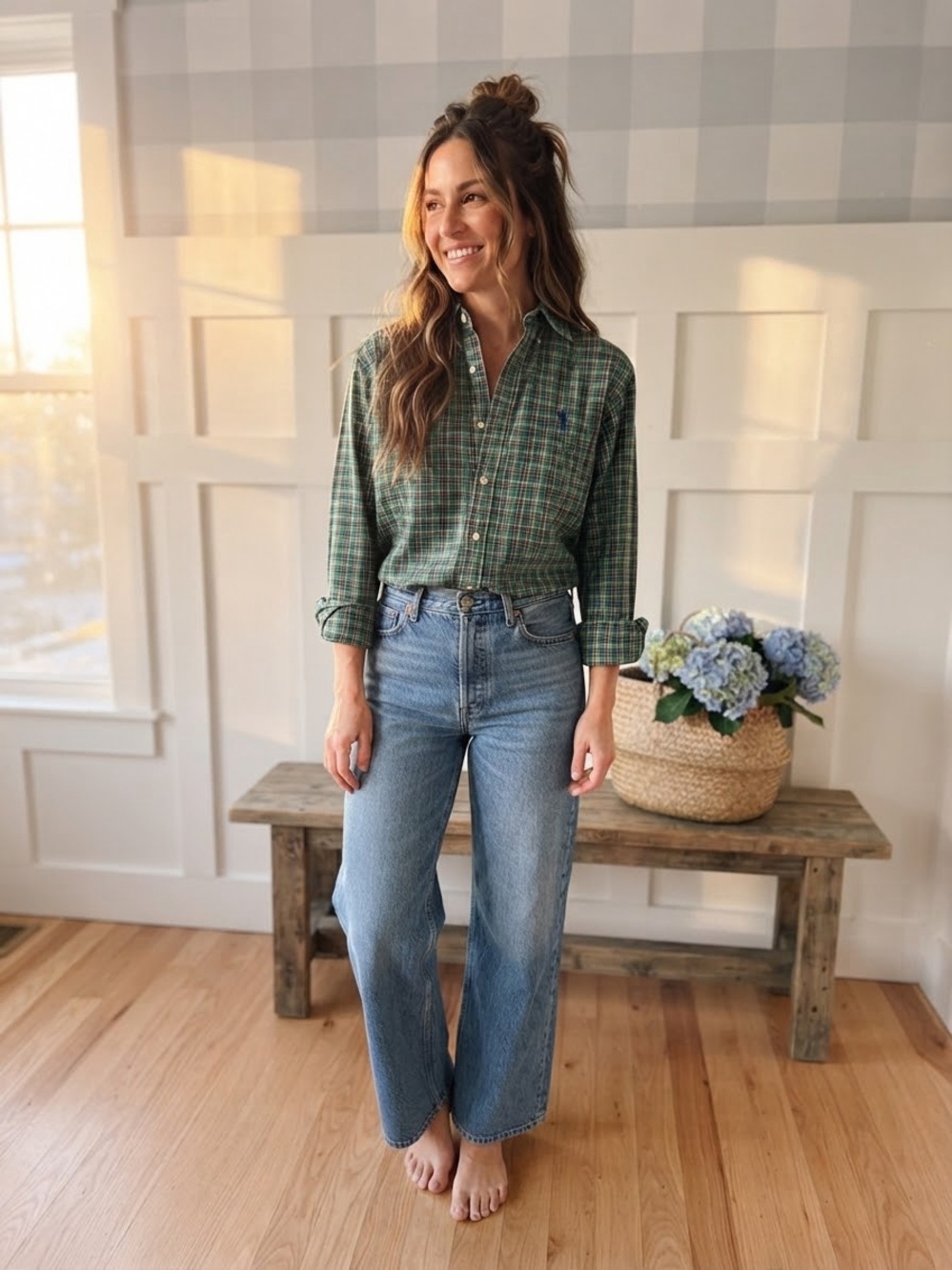 Ralph Lauren Green Plaid Women’s Button-Down Shirt Large